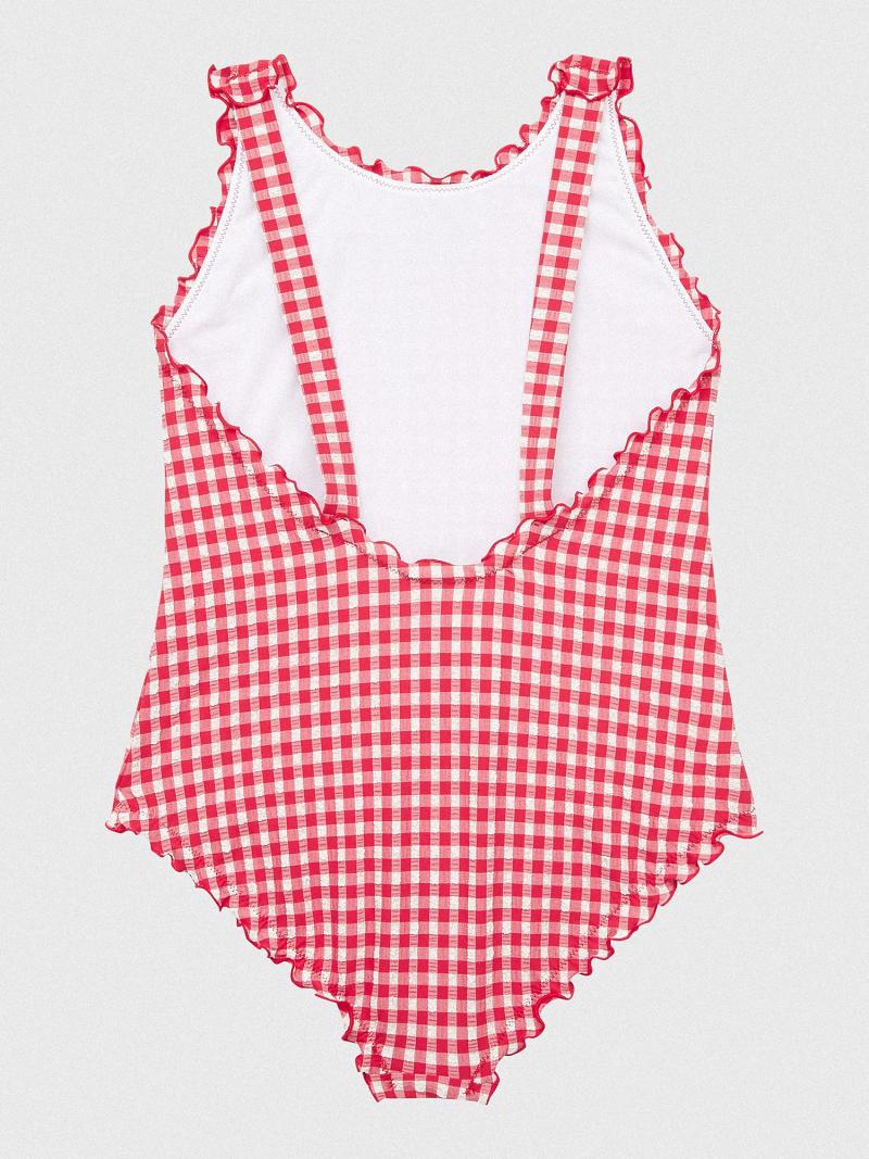 Lány Tommy Hilfiger Gingham Swimsuit Úszóruhák Piros | HU 1905OKI